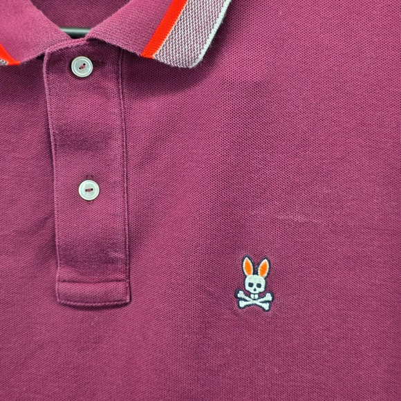 Psycho Bunny Mens 3XLT Burgundy Pima Cotton Short Sleeve Polo Shirt Bunny Logo - Picture 2 of 7